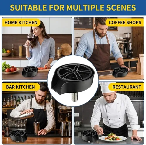 Vista 7 de SOONHUA Enjuagadora de vidrio para fregadero de cocina, cabezal rociador extraíble y limpiador de botellas con adaptadores rápidos universales