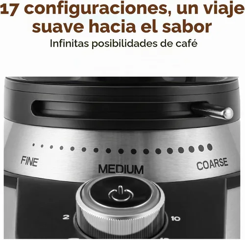 Vista 3 de Secura Molinillo de café eléctrico cónico con 17 ajustes de molienda de francés a expreso, negro