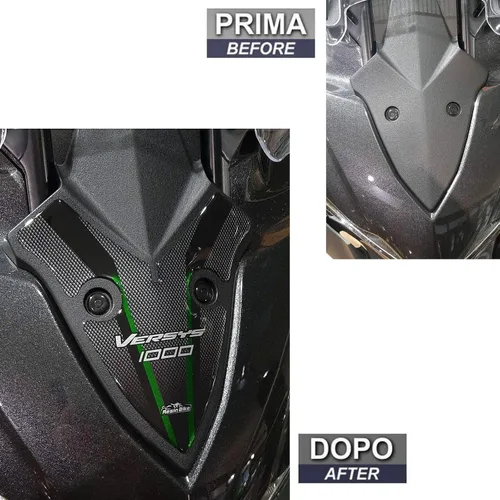 Vista 3 de Resin Bike Adhesivos 3D para motocicleta compatibles con Kawasaki Versys 1000 Grand Tour 2019-2020. Protección frontal contra golpes y arañazos.