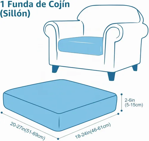 Vista 6 de Smiry Fundas de cojín impermeables para sofá, funda de cojín elástica para sofá