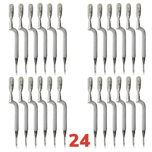 Vista 2 de 24 piezas de agarre cómodo, fácil agarre, ergonómicamente en ángulo curvado, empujador y limpiador de cutículas de 5 pulgadas, empujador y limpiador