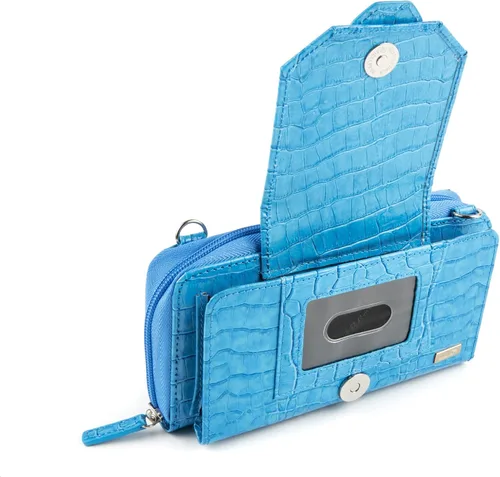 Vista 5 de Mini bolso cruzado de cuero para mujer con bloqueo RFID Pebbled