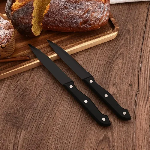 Vista 4 de Juego de cubiertos de 28 piezas con cuchillos para carne, cubiertos de acero inoxidable 18/8, juego de cubiertos modernos para 4 tenedores de Negro