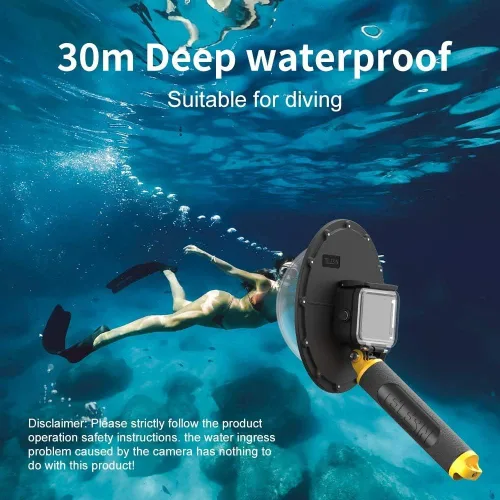 Vista 5 de TELESIN Lente de puerto de cúpula de 6 pulgadas para GoPro Hero 13 12 11 Hero 10/9, negro, carcasa impermeable, disparador de agarre flotante