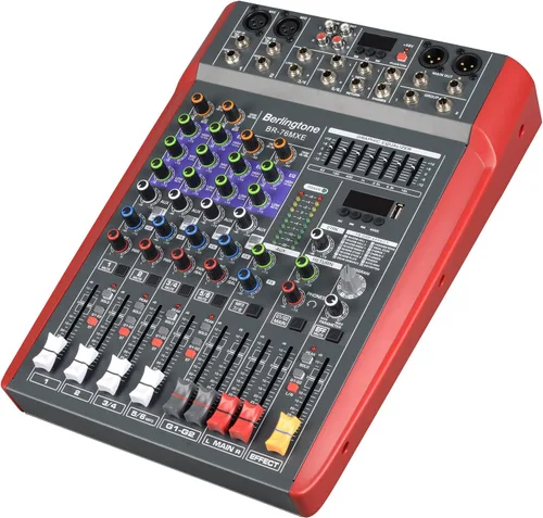 Vista 2 de Mezclador profesional de audio de estudio Bluetooth de 6 canales, controlador de sonido DJ, unidad USB, grabación de PC, RCA, conector de micrófono