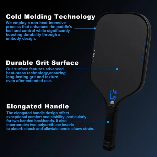 Vista 3 de Paletas de pickleball de fibra de carbono aprobadas por USAPA - Superficie de fibra de carbono cruda T700, núcleo de panal de polipropileno de 0.63