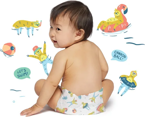Vista 2 de Hello Bello Pañales de natación de alta calidad asequibles hipoalergénicos y ecológicos desechables para bebés y niños talla S talla 3 diseño