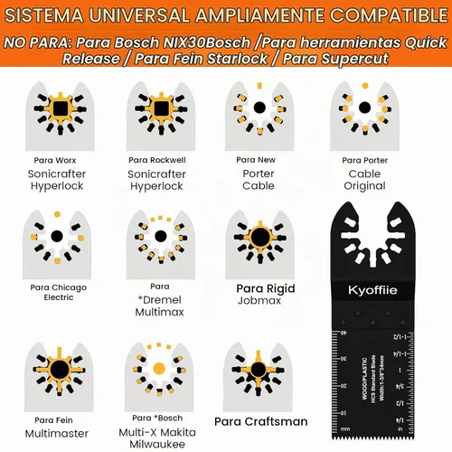 Vista 2 de Kit de 200 cuchillas oscilantes multiherramienta – Hojas de sierra universales de liberación rápida de 1-3/8 pulgadas para madera y plástico
