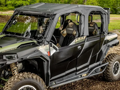 Vista 2 de SuperATV Primal Soft Cab - Puertas superiores para Polaris General 4 1000 2017+ Resistente a las abrasiones Los broches mantienen las ventanas