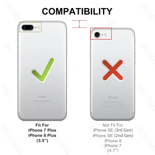 Vista 2 de HOOMIL Funda para iPhone 7 Plus/iPhone 8 Plus de 5.5 Pulgadas, sin amarillamiento, protección contra caídas, cubierta trasera dura transparente