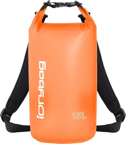 Vista 8 de IDRYBAG Bolsa seca transparente impermeable 2L/5L/10L/15L/20L, pequeña bolsa impermeable para kayak