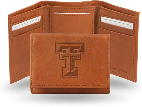 Vista 12 de Rico Industries NCAA Alabama Crimson Tide - Cartera triple de piel en relieve, color marrón
