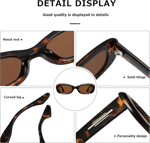 Vista 5 de TIANYESY Gafas de sol redondas estrechas retro de los años 90 para mujer marco ovalado de moda TY3298