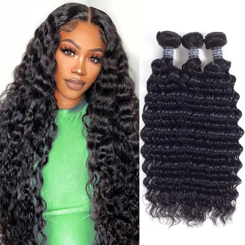 Vista 30 de Amella Extensiones de cabello brasileño de onda profunda de 14 pulgadas, 100% sin procesar, 1 paquete de cabello ondulado profundo, paquetes