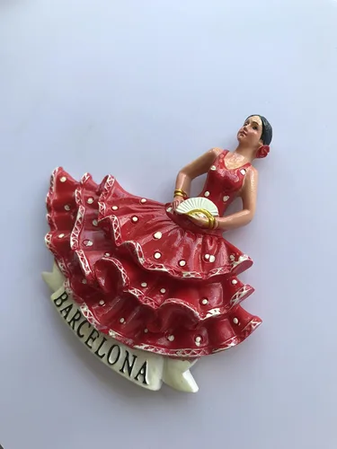 Vista 4 de 3D Flamenco Bailarín Barcelona España Imán Refrigerador Imán Viaje Pegatina Recuerdos, Resina Hogar Y Cocina Decoración, España Imán De Nevera De