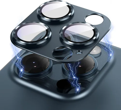 Vista 9 de Korecase Protector de lente de cámara para iPhone 15/iPhone 15 Plus, protección contra caídas, resistente a los arañazos, cubierta de cámara de Negro