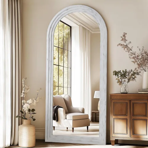 Vista 11 de MirrMuse Arched Floor Full Length Mirror with Wood Frame, 56"x21" Rustic Farmhouse, Free Standing, for Bedroom Living Room Store, Leaning or Wall
