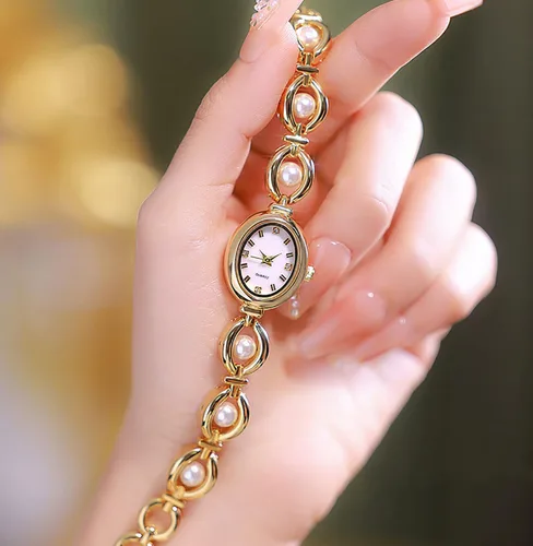 Vista 3 de ADSBIAOYE Elegante reloj de vestir de mujer perla reloj de moda oval dial regalo reloj impermeable para mujer