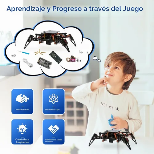 Vista 2 de Kit de Robot Araña Biónica Programable STEM, Kit Científico para Niños de 8 a 12 años, Juguete de Construcción de Robótica DIY para Adolescentes