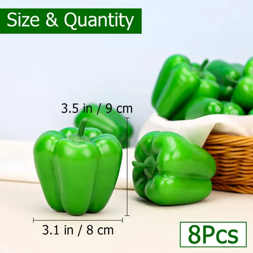 Vista 2 de Gresorth 8pcs Artificial Big Bell Pimienta Verde Decoración Vegetal Falso Casa Gabinete de Cocina