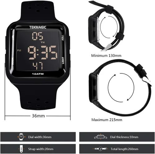 Vista 5 de Reloj de buceo resistente al agua de 328.1 ft con cronómetro, funciones de reloj despertador, pantalla de hora dual, formato de 12/24 horas