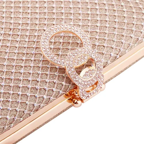 Vista 6 de Mulian LilY M106 Glitter Embrague Monedero Para Mujeres Brillante Noche Bolsos Fiesta Fiesta Bolso Rosa Oro