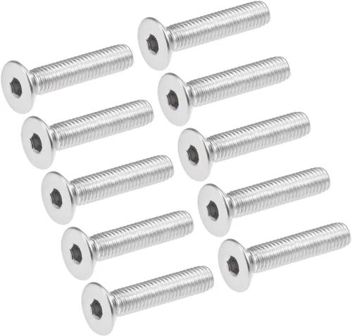 Vista 6 de uxcell Tornillos de máquina de cabeza plana M3x40mm Tornillo hexagonal interno 304 pernos de sujeción de acero inoxidable 20 piezas