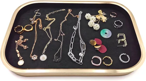Vista 7 de AOSIFIEL Bandeja de joyeríaorganizador de joyas para anillos, plato de baratija, decoración de habitación, regalos de novia para mujeres, bandeja