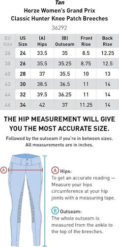 Vista 2 de HORZE Grand Prix - Pantalones clásicos Hunter con parche hasta la rodilla para mujer