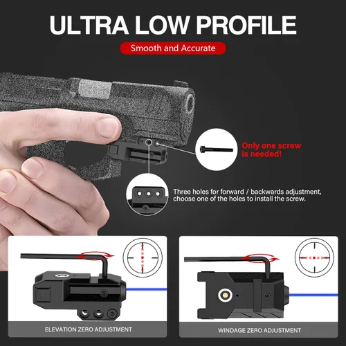 Vista 6 de Low Profile Beams for Guns with Strobe/Momentary Compact Green/Blue /Red Beam for Pistol with Rail