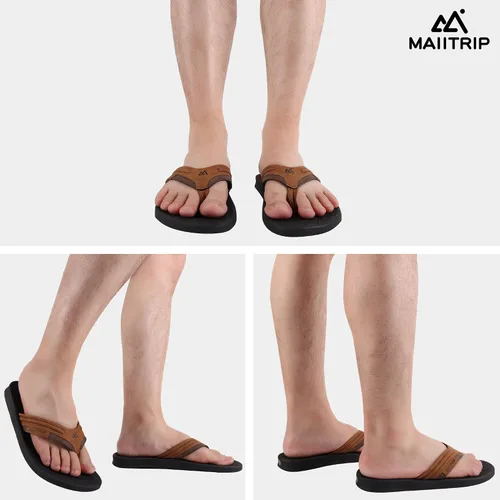 Vista 7 de MAIITRIP Sandalias de cuero para hombre, sandalias de playa de verano