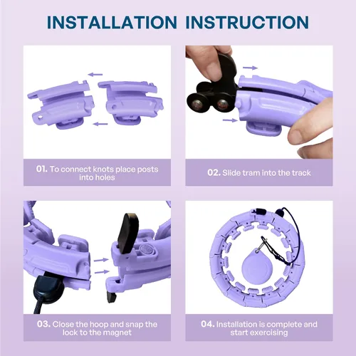 Vista 8 de Leann L!fe U1-30 Knots Waist 61”, Magnetic Lock Smart Weighted Hula Hoop for Adults Weight Loss, Infinity Hoop Plus Size, Children Adult Home