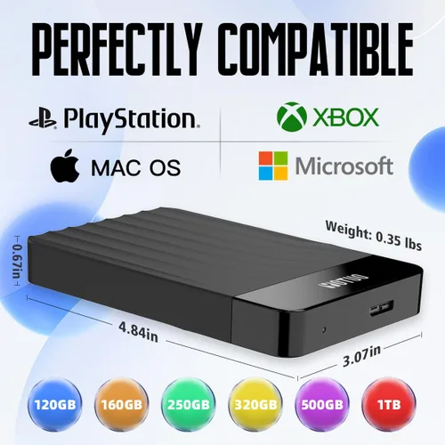 Vista 3 de YOTUO Disco duro externo portátil 120GB HDD móvil USB 3.0 para PC,Mac,Escritorio,Ordenador portátil