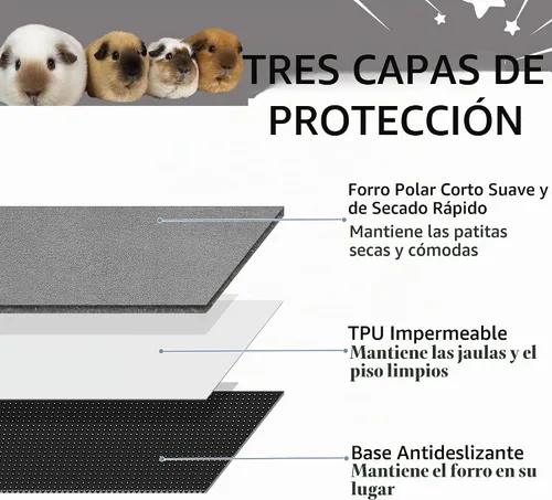 Vista 2 de Forro para jaula de conejillo de indias, paquete de 2 – Lavables, reutilizables, a prueba de fugas, almohadillas de cama de vellón para animales