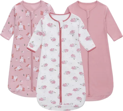 Vista 6 de Saco de dormir de manga larga, bolsa de dormir para bebé 100% algodón de 0-18 meses, manta vestible súper suave, saco de dormir para niños pequeños