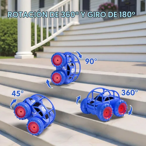 Vista 3 de Coche de control remoto, carga directa rápida, coches RC anfibios giratorios de 360° con LED recargable, coche de acrobacias 2.4Ghz 4WD todo