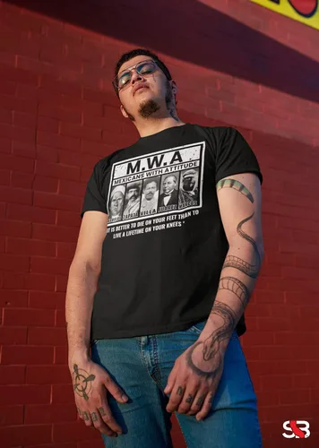 Vista 4 de ShirtBANC M.W.A. - Camisa para hombre mexicanos con actitud, icónica parodia mexicana