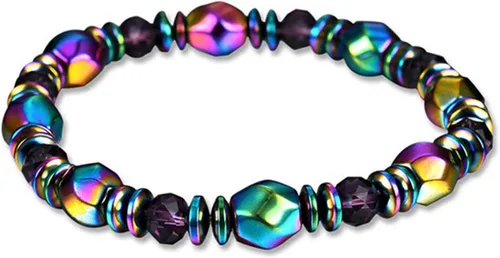 Vista 5 de Dearanswer - Pulsera de cadena de cuentas de hematita, pulseras elásticas de piedra magnética de obsidiana, pulsera de tobillo para hombres