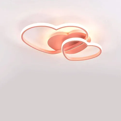 Vista 5 de YIYIBYUS Morden - Lámpara LED de techo con forma de corazón para dormitorio, lámpara acrílica con control remoto, lámpara de techo de dibujos