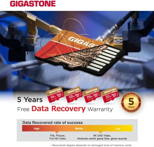 Vista 6 de Recuperación de datos de 5 años: tarjeta micro SD GIGASTONE de 64 GB, cámara Pro MAX, compatible con Gopro, Dash Cam, DJI, Drone, cámara