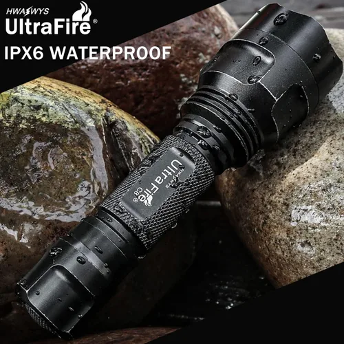 Vista 4 de ULTRAFIRE Linterna LED C8 de 1000 lúmenes altos, mini linterna de mano de 5 modos, impermeable IPX6, con cargador y UFB18, para emergencias