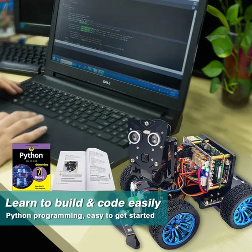 Vista 9 de Adeept PiCar-B Mars Rover Kit de coche inteligente para Raspberry Pi 5/4B/3B/3B+, evitación de obstáculos, seguimiento de línea, seguimiento de luz