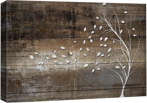 Vista 27 de wall26 Lienzo impreso para pared, diseño rústico, marrón, otoño, bosque, árbol, paisaje, naturaleza, ilustraciones de área silvestre, arte moderno