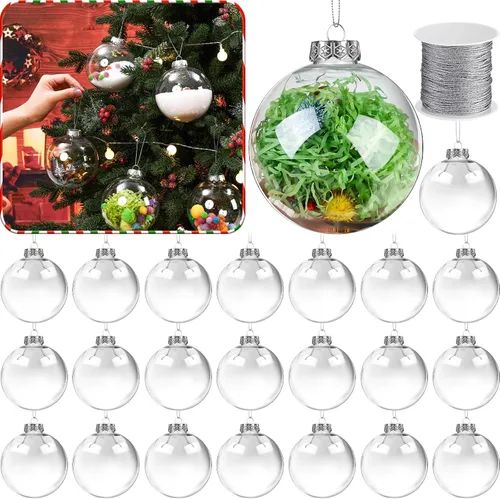 Vista 15 de Wettarn 12 bolas de adornos de Navidad transparentes de 4 pulgadas