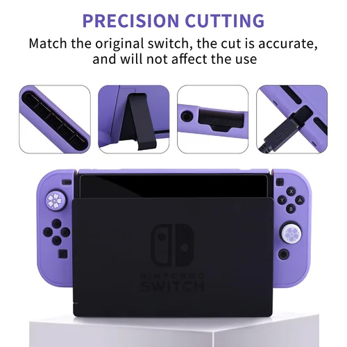 Vista 3 de FANPL Funda para Nintendo Switch, carcasa rígida linda funda protectora para Switch y controlador Joy Con con 2 empuñaduras de pulgar de flores