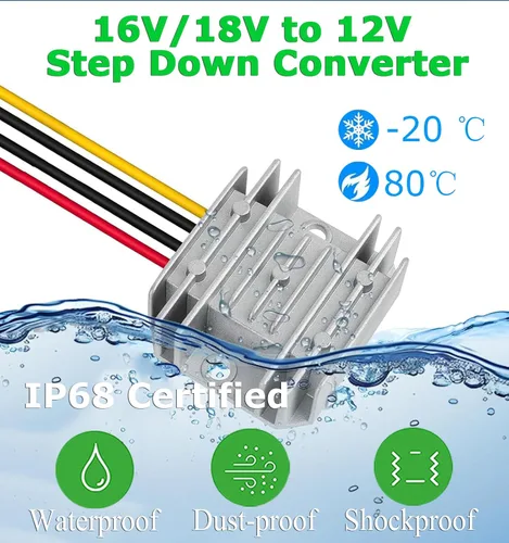 Vista 5 de EAGWELL Convertidor DC 8-40v a 12v 3A 36W reductor de voltaje reductor de voltaje IP68 transformador impermeable para carrito de golf, camión