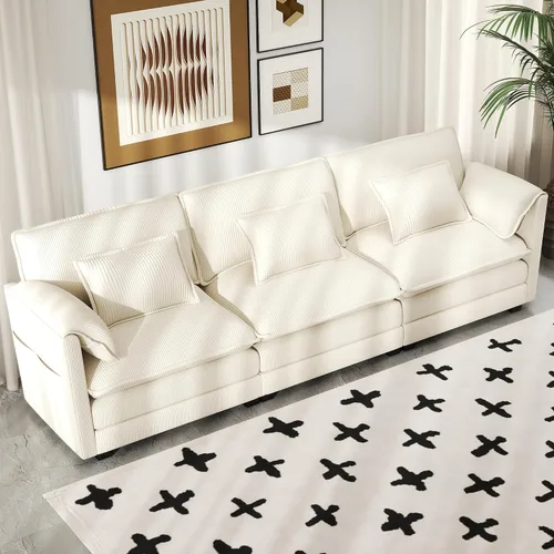 Vista 33 de Real Relax 145'' Sofá seccional modular, sofá convertible de 4 plazas con chenilla, 8 almohadas y 2 reposabrazos para sala de estar, oficina
