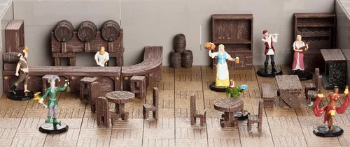 Vista 4 de Monster Protectors Townsfolk Mini figuras de fantasía – 8 piezas de trabajadores de pub no jugador personaje NPC Miniaturas – 1 pulgada