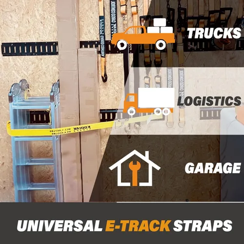 Vista 7 de Paquete de 2 correas de trinquete E-Track de 2 pulgadas x 12 pies x 4,400 de fuerza para amarre de carga en remolque cerrado y camioneta por KODIAK
