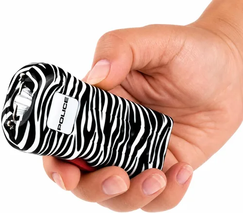 Vista 3 de POLICE Pistola paralizante para defensa personal 512 - Mini recargable de alto voltaje, compacta y resistente con linterna LED - Diseño de cebra